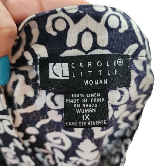 Carole Little Womens 100% Linen Button Up Top Size 1x - Picture 7 of 7
